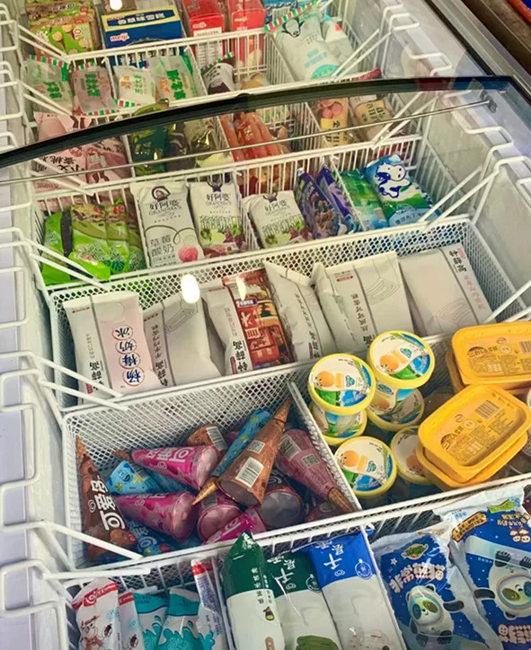 Good quality store supermarket ice cream freezer refrigerator commercial deep freezer display glass door deep freezer