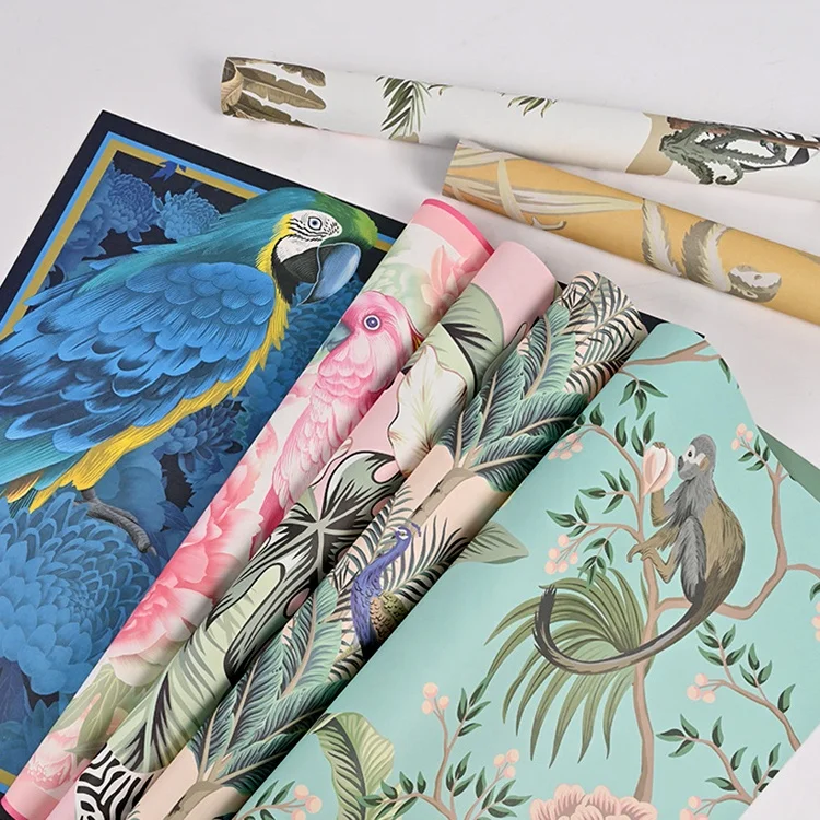 Wholesale custom best selling luxury new design colored printing fresh flower bouquet wrapping paper