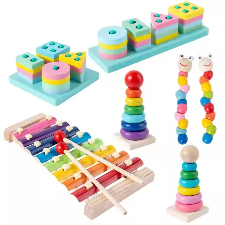 Montessori Wooden Educational Toys for Kids Early Learning Intellectual Development Toy Box Packing Multiple Styles Baby Toy