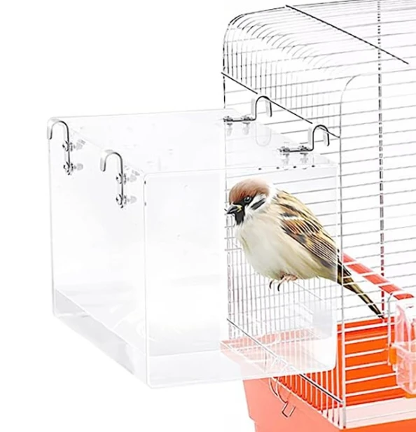 Portable Shower No-leakage Bird Bathtub Acrylic Bird Bath Cage With Hanging Hooks For Most Birdcage