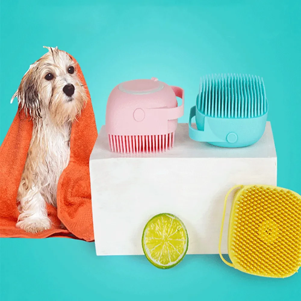 2 in 1 Soft Silicone Pet Soap Dispensing Bath Soft Silicone Pet Grooming Pet Bath Massage Brush