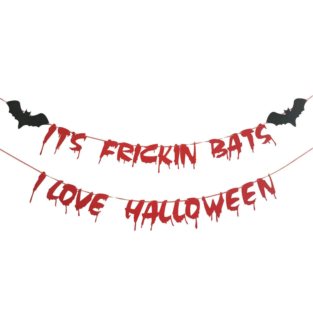 Bat Bloody Style Halloween Party House Front Door Wall Window Decorative Happy Halloween Bloody Weapon Hanging Banner