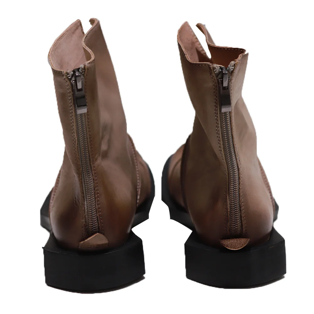 Hot sale trend ankle high genuine leather fur zip up platform heel for women and ladies wholesale boots shoes manufacturer