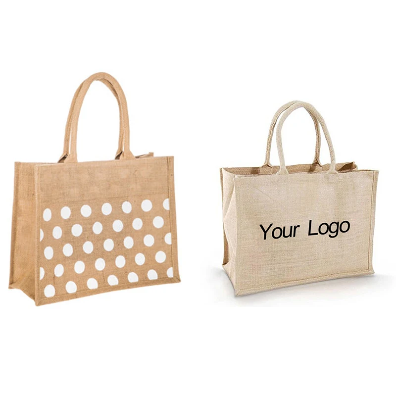 custom jute products of bangladesh printed logo reusable laminated non woven fabric fashion tote gift jute packaging bag for sho