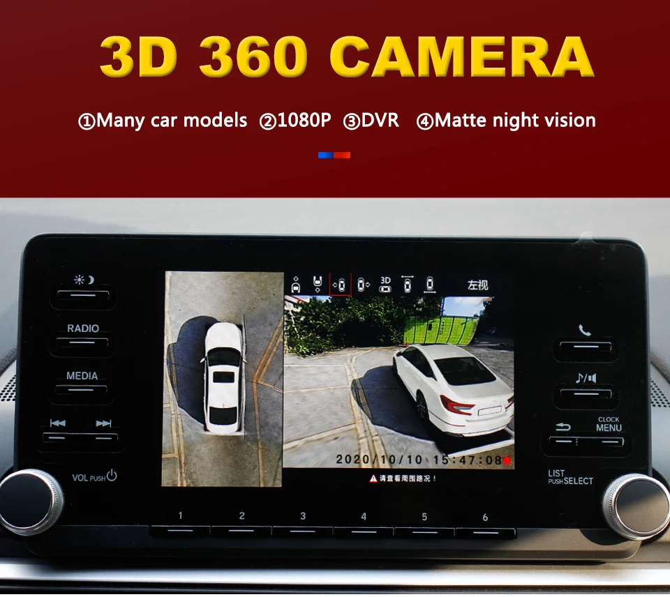 3D 1080P HD 360 Degree Bird View Surround System Panoramic View All Round View DVR Camera Quad-Core CPU 30 Car Model Optional