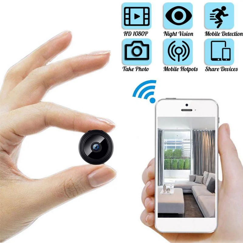 Mini Camera WiFi Small Wireless Hidden Video Camera Full 1080P Audio Night Version Motion Sensor Support SD Card for IOS