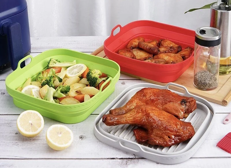 Amazon Trending Best Seller Collapsible Airfryer Liner Silicone Air Fryer Bowl Reusable Baking Tray for Silicone Air Fryer Pot