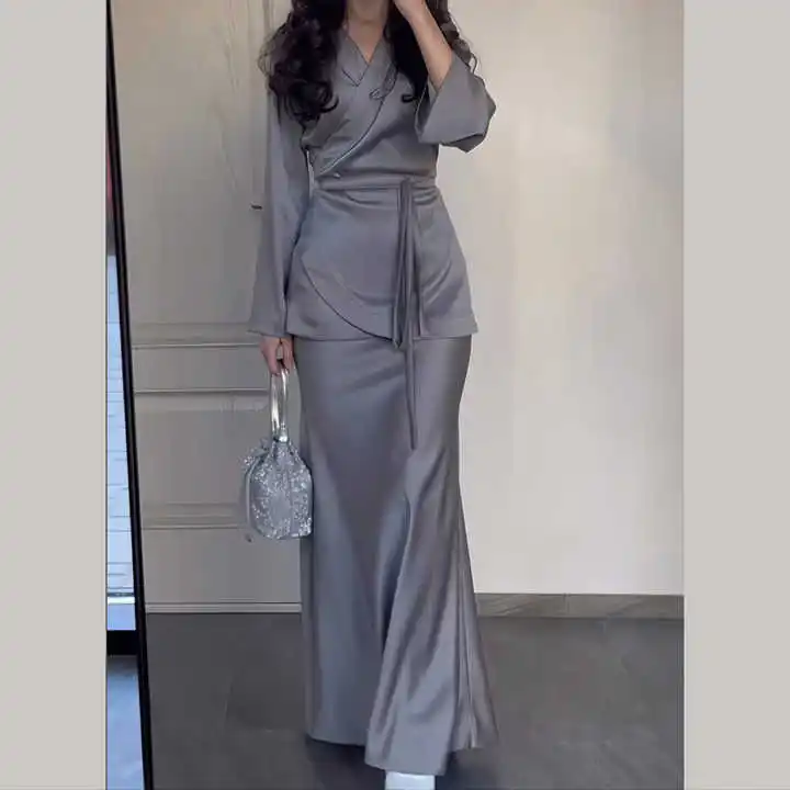 Dubai Long Sleeve top Muslim Women Dyed Tie Pinch Shirt Islamic Clothing High Quality Women Daily Wear