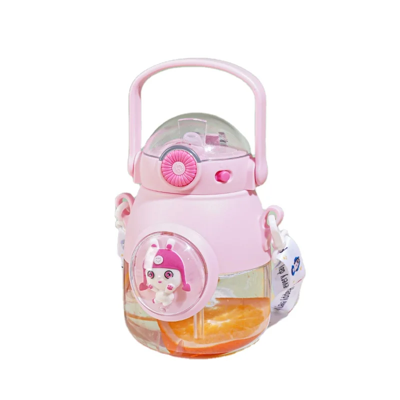 900ml Space Capsule Large-capacity Baby Cartoon Plastic Belly Water Bottle With Straw For Children