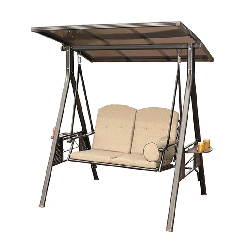 Patio Swing Chair Metal  Hanging Chair  Adjustable PVC Board with Two Seats  Cushion