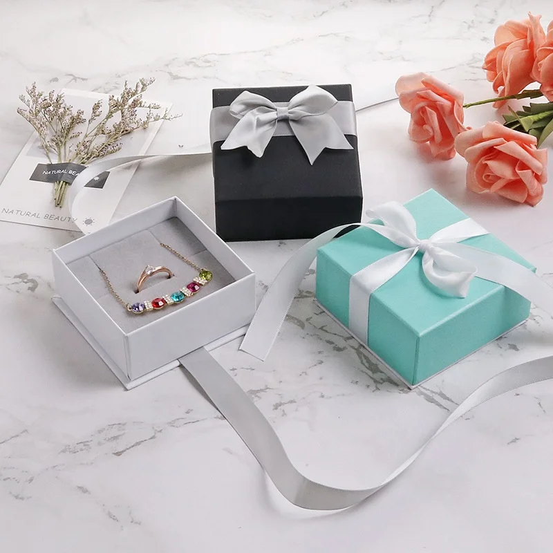 custom logo luxury butterfly paper necklace ribbon jewelry packaging box