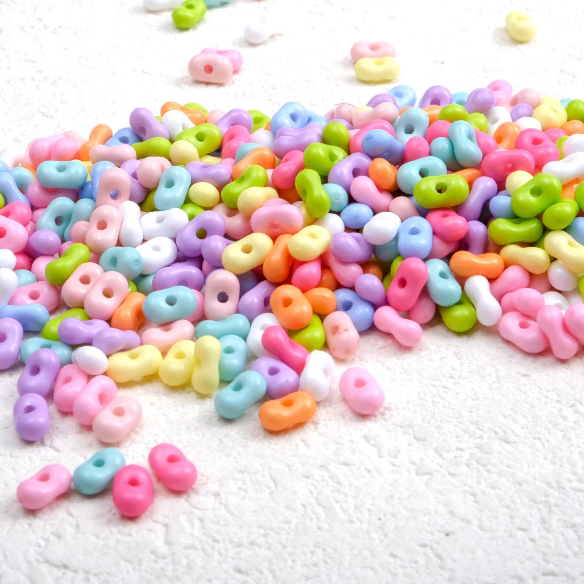 3*6mm Multicolor Plastic Loose Seed Space Beads , DIY Accessories 10g/bag Acrylic Peanut Beads for Bracelet