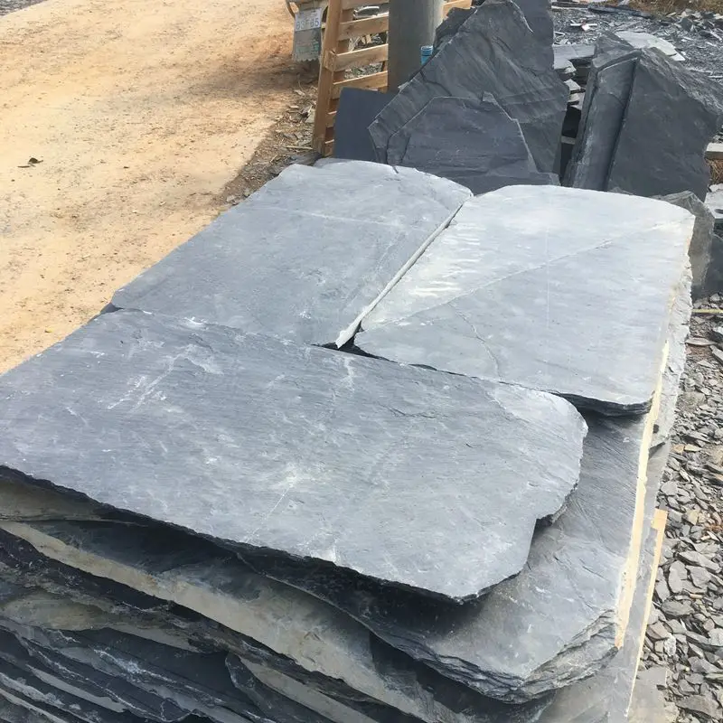 Outdoor Slate Garden Paths Flagstone Walkway Round Landscape Stepping Stones In Grass lawn