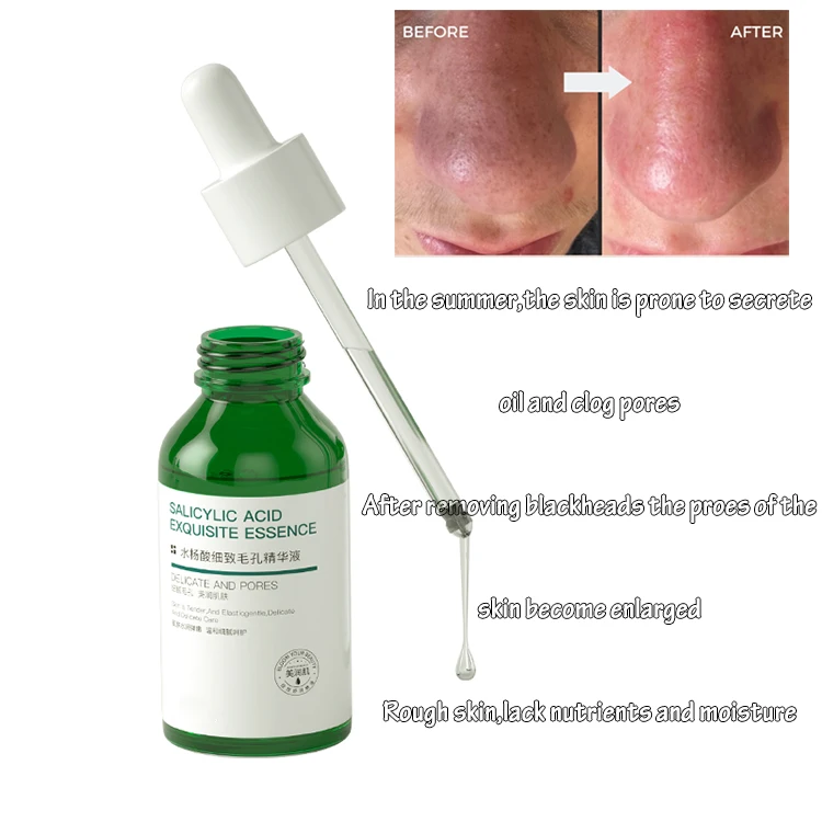 Private Label Moisturizing Brightening Pore Shrink Serum Facial Remove Blackheads Exfoliate Salicylic Acid Skin Care Serum