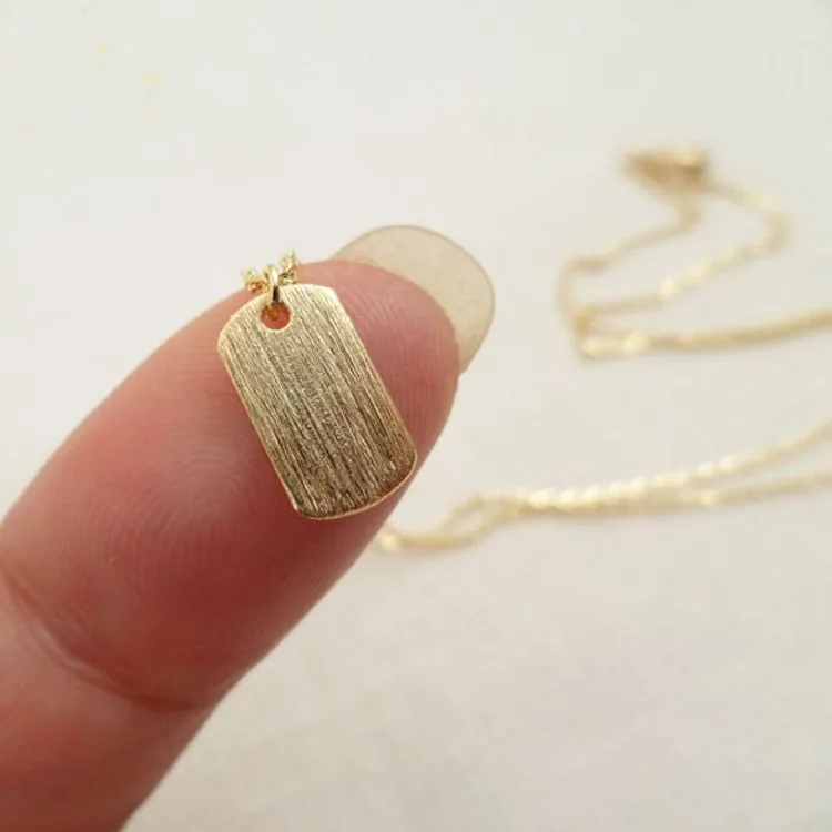 Fine 925 sterling silver Personalized brushed gold dog tag custom necklace