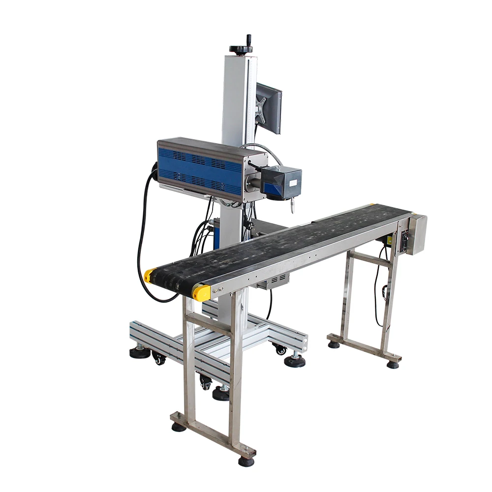 Galvo laser 30w 50w mini co2 laser marker Cardboard MDF PMMA flying co2 laser marking machine