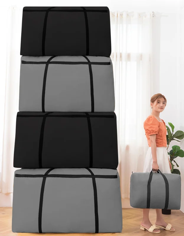 Reusable storage bags  big bag with zipper Large capacity Oxford cloth home storage organization