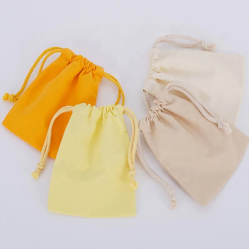 Eco Friendly Custom Logo  Storage Large Colorful %100 Cotton Bag For Toys Double String Pouch For Clothing Dust Bag For Socks