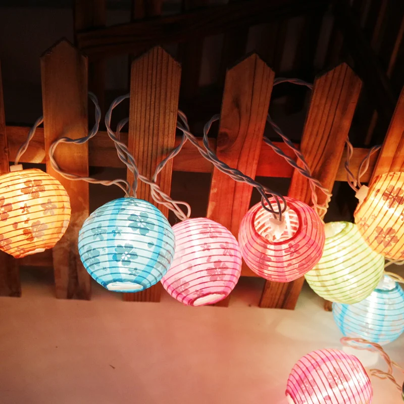 10 Global Lanterns with colourful Petal warm white Leds light for all holiday decoration