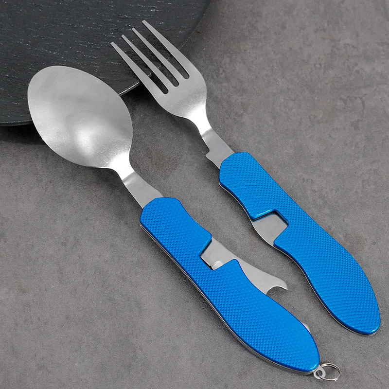 Outdoor Portable Multifunctional Folding Tableware Picnic Detachable Spork Spoon Fruit Knife Creative Tableware