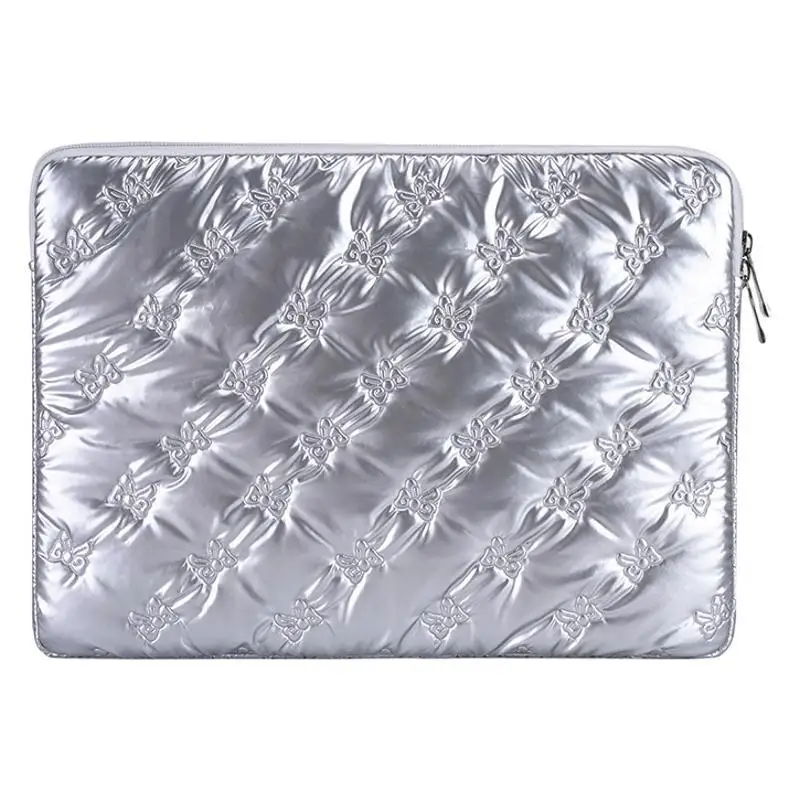 Korean multi color stock laptop bag soft fluffy padded 14 inch diamond grid shockproof carrying bag girl solid color laptop bag