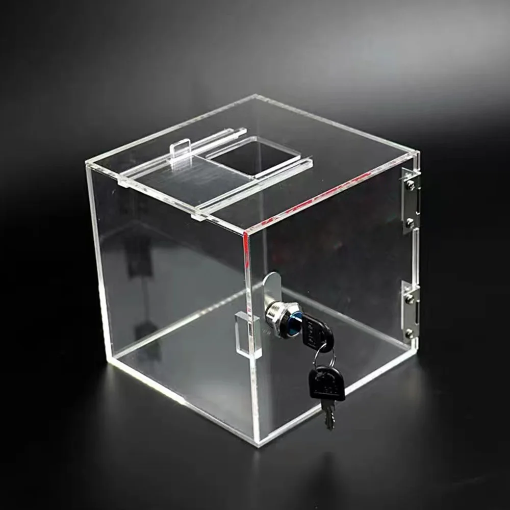 Acrylic Wedding Clear Crystal Money Box Gift Card Box with Lock For Wedding Reception Cards Sign