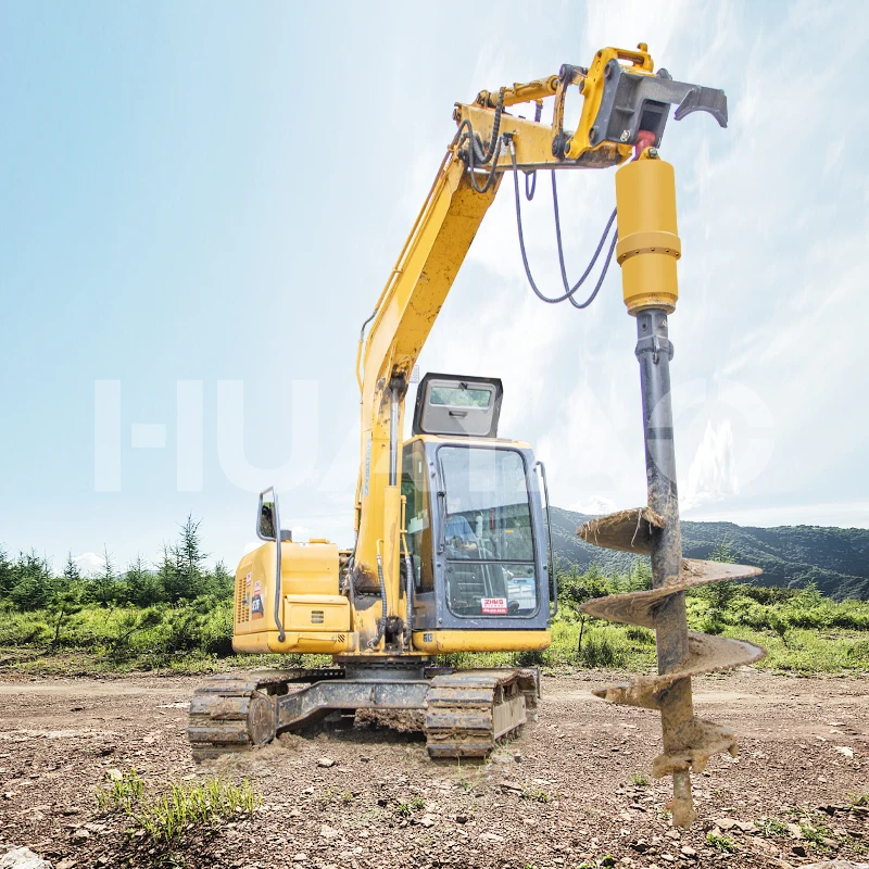 Hydraulic Earth Auger Drill Post Hole Digger Excavator Skid Steer Backhoe Loader Attachments auger drill