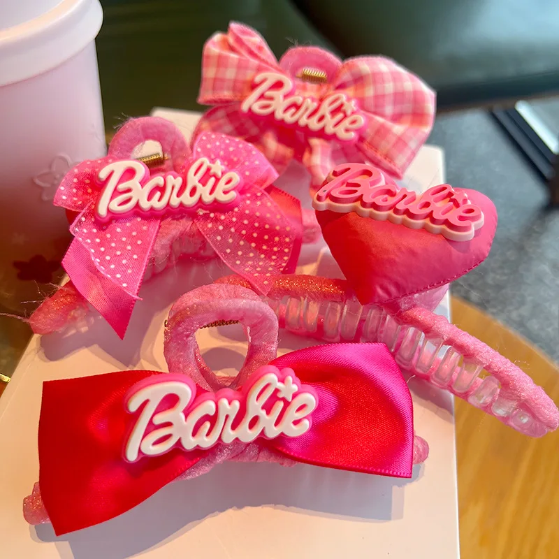 Cartoon Pink Hairpin Cute Princess Barbies Letter Y2K Girls Plush Hair Claw Clip Hair Ring Rope Makeup Accessory Gifts SP206