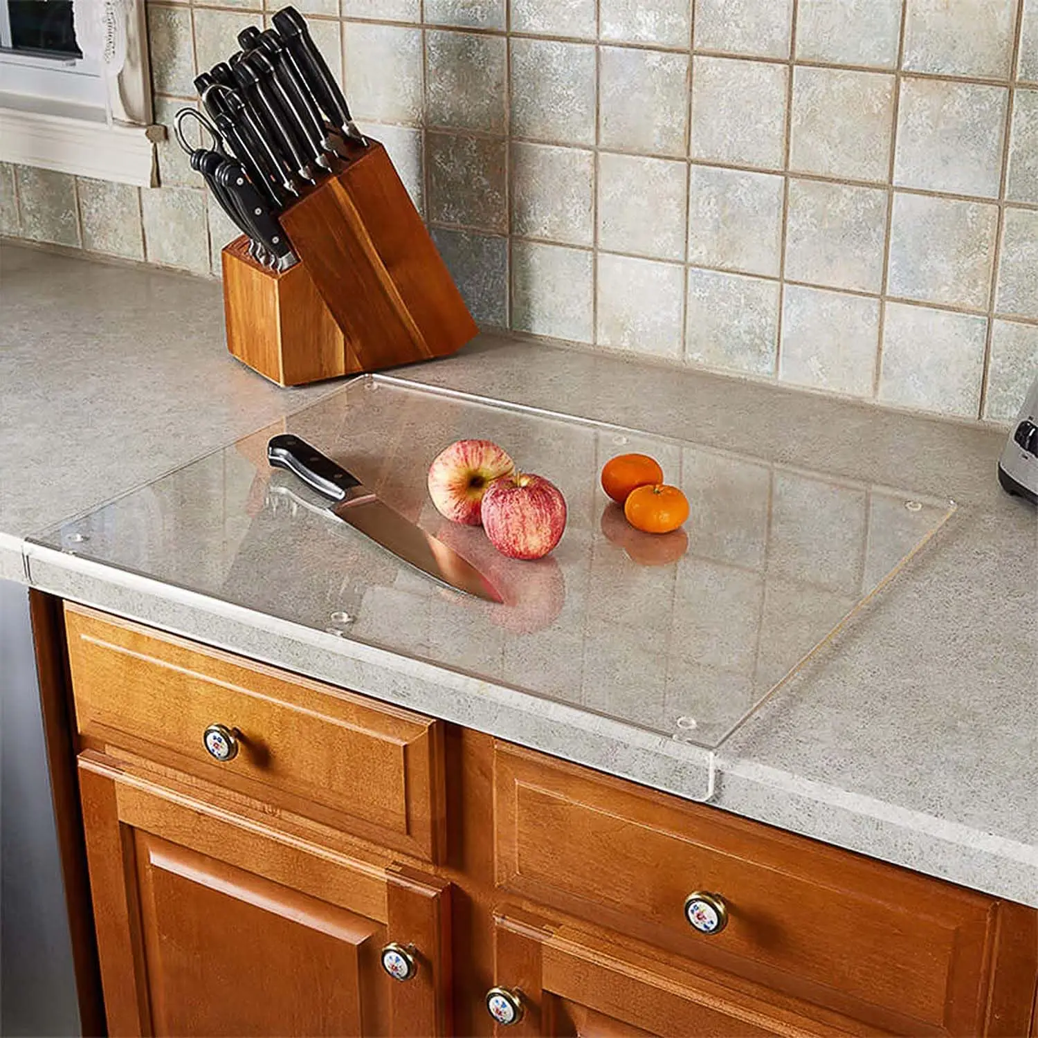 Clear Acrylic Cutting Board Non Slip  Counter Top Cutting Board for Kitchen Restaurant