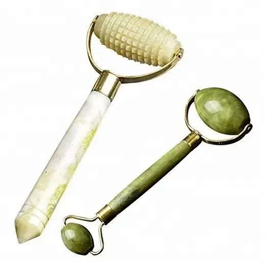 
Custom box jade roller massager facial tools thermal luxury massage bed with jade roller jade spiked roller gua sha set 