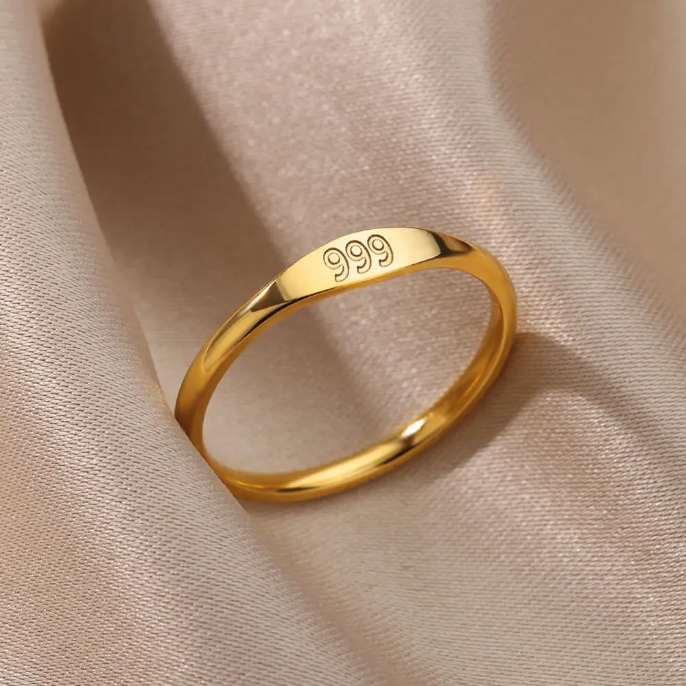 18k gold plated stainless steel angel numbers rings arabic numbers ring simple designs for girls