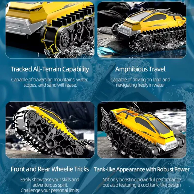 Amphibious RC Truck 2.4G Off road Waterproof Large Remote Control Car for Boys, All Terrain RC Car kids toys