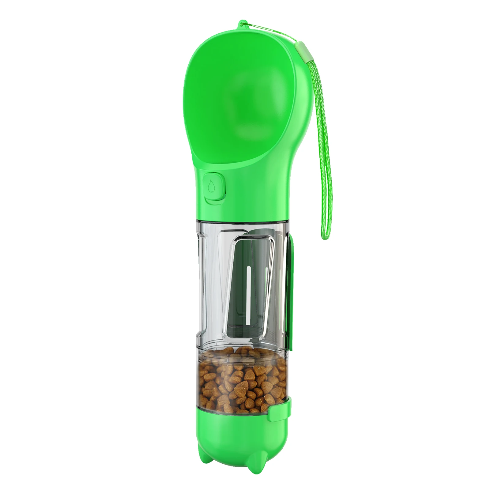 Best Sell Outdoor New Design 4 In 1 Dog Travel Portable Plastic Pet Drink Water Bottle Feeder Dispenser With Poop Bags