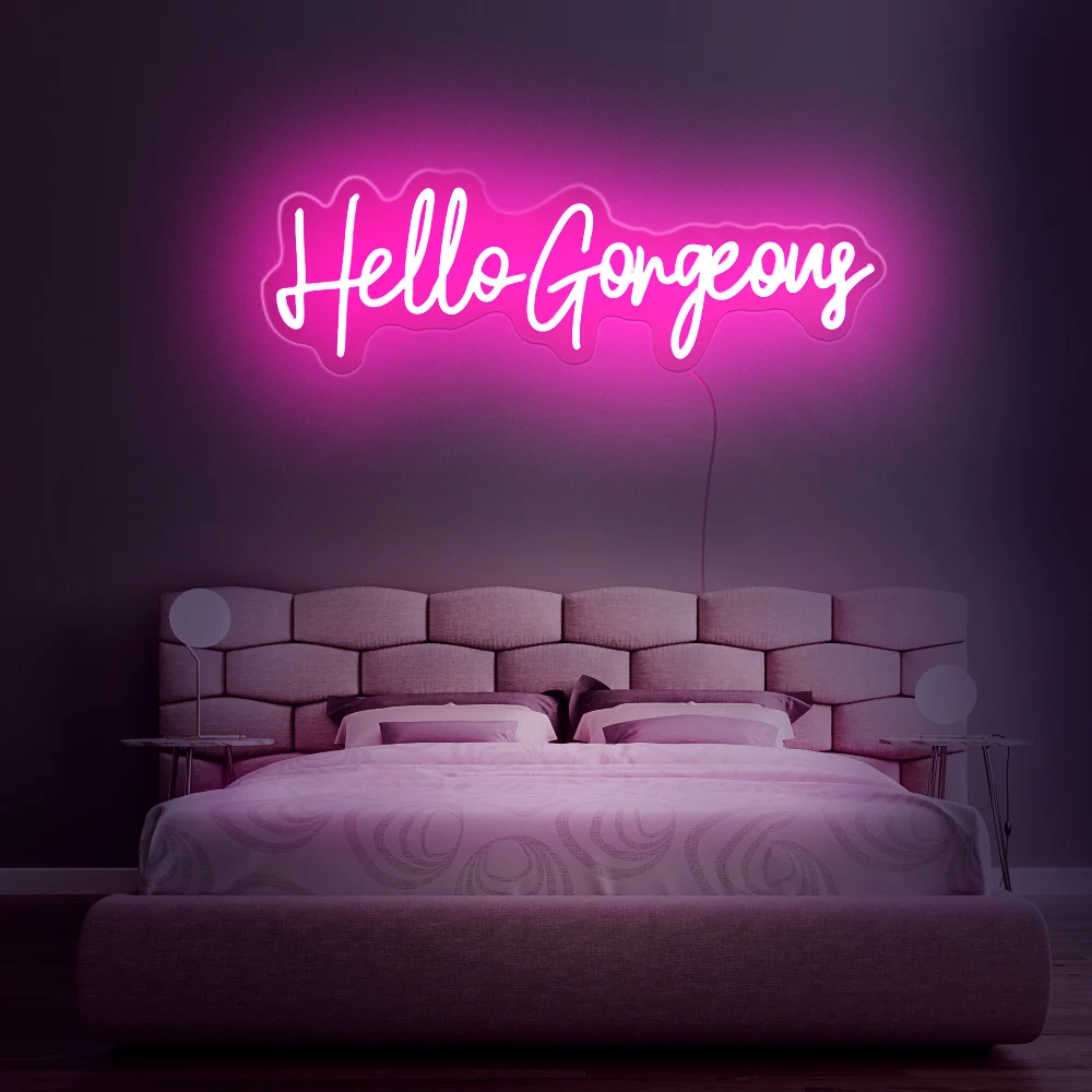 Drop shipping acrylic led custom flexible personalized hello gorgeous happy birthday neon light sign neon