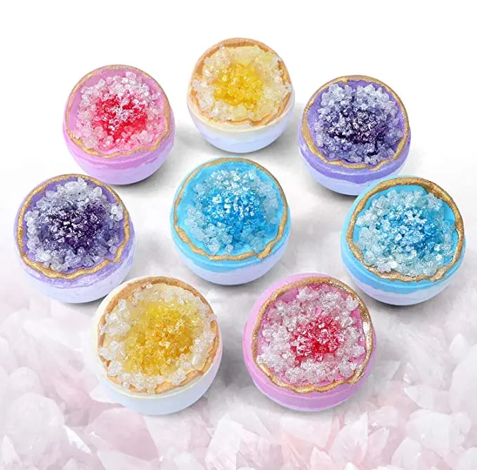 Увлажняющая пузырьковая кристаллическая геодовая бомба для ванны на 6 больших органических бомбочек для ванны