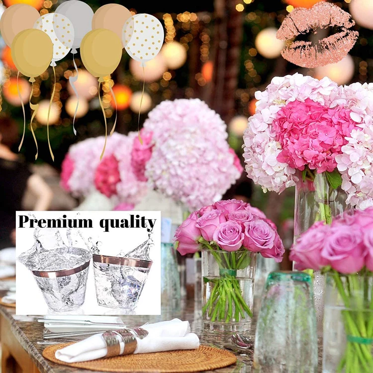 
Luxury Plastic Party dinner Plates sets Biodegradable Disposable dinnerware Tableware sets Birthday Party 
