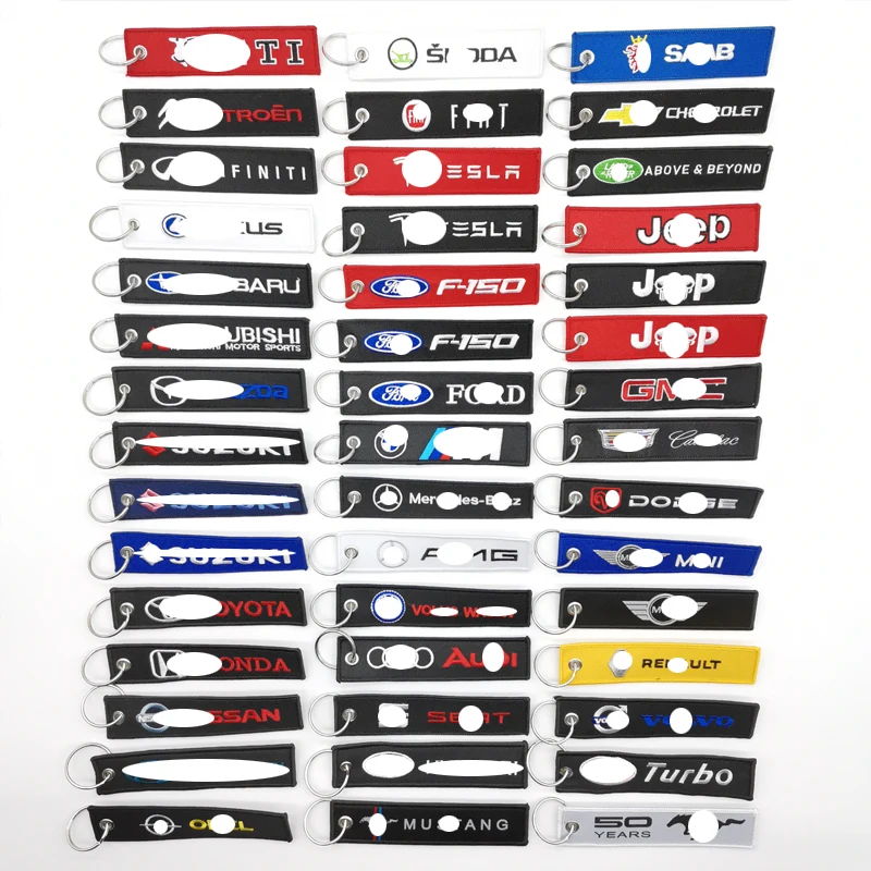 Auto Brand Custom Keychain Factory Wholesale Embroidery Woven Label Refit Decoration Fabricators Race Gift Other Car Accessories