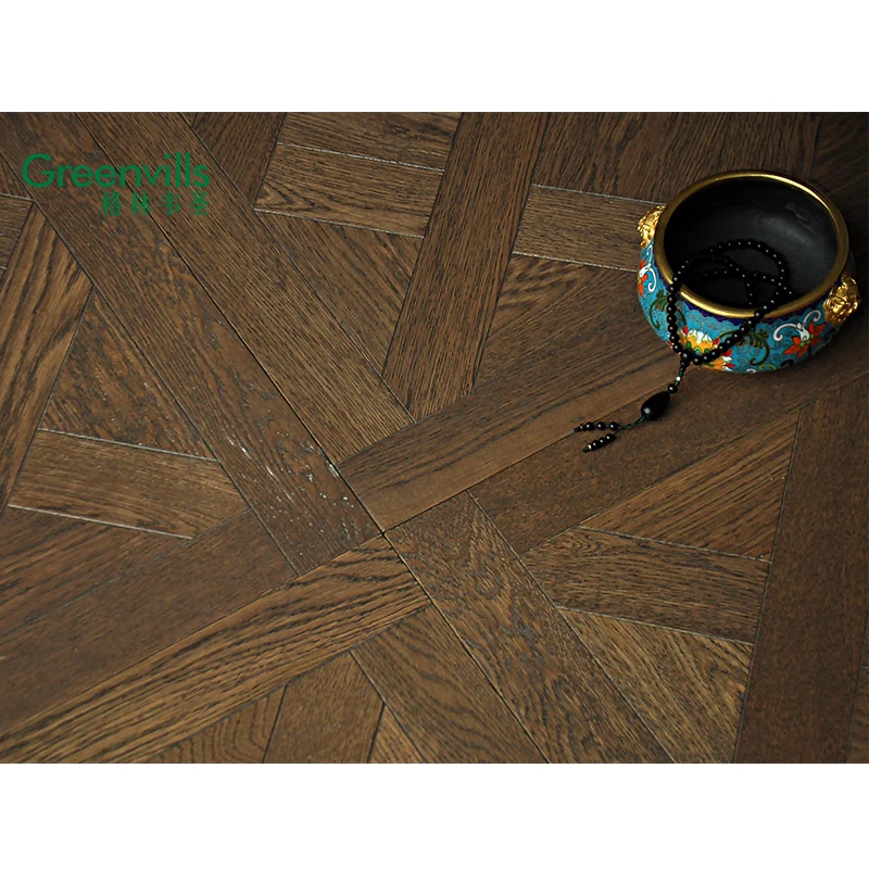 Free samples high quality European oak parquet, 15mm thick Chinese factory price, popular walnut color