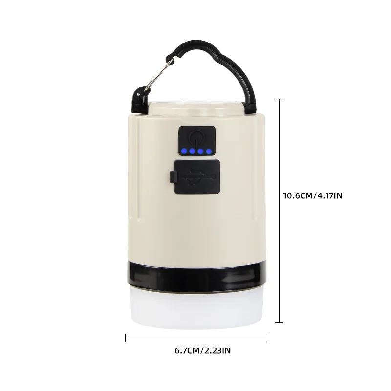 2024 Portable Rechargeable LED Camping Lamp White & Black Vintage Style with Hook Tent IP65 Certificate Outdoor Emergency Usage