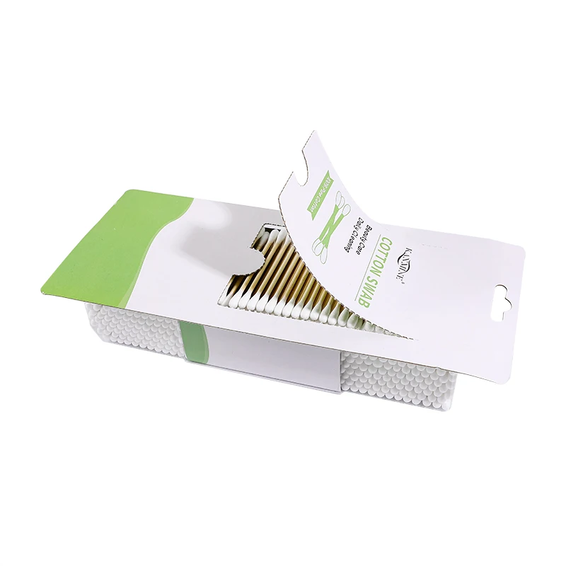 500pcs baby Bamboo  cotton swab q tips cotton swab with blister card for baby care