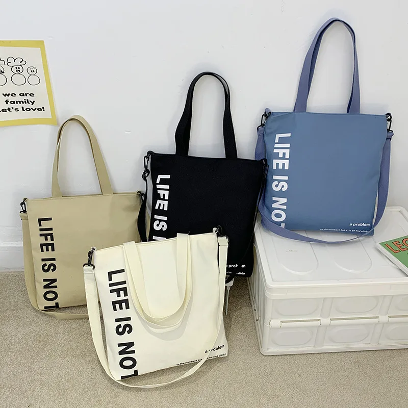 Custom Large Capacity Thickened Shoulder Canvas Tote Bag With Zipper