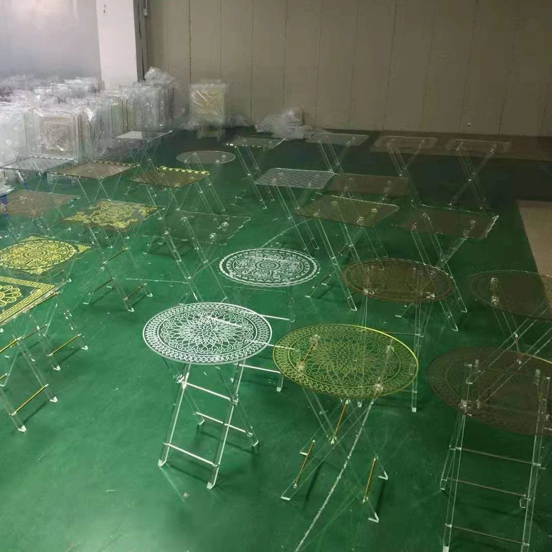 uv printing pattern clear acrylic folding round table, square table