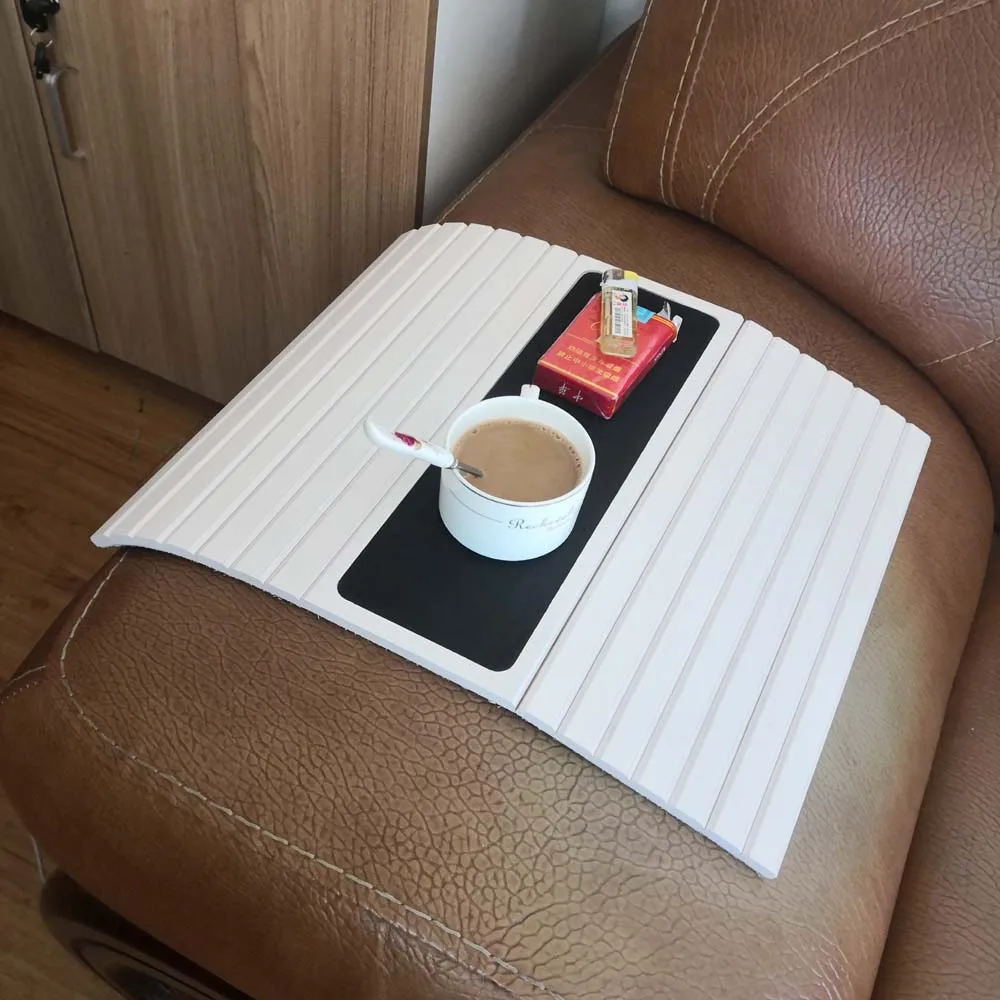 Коричневый лоток для дивана из бамбука с противоскользящей подушкой