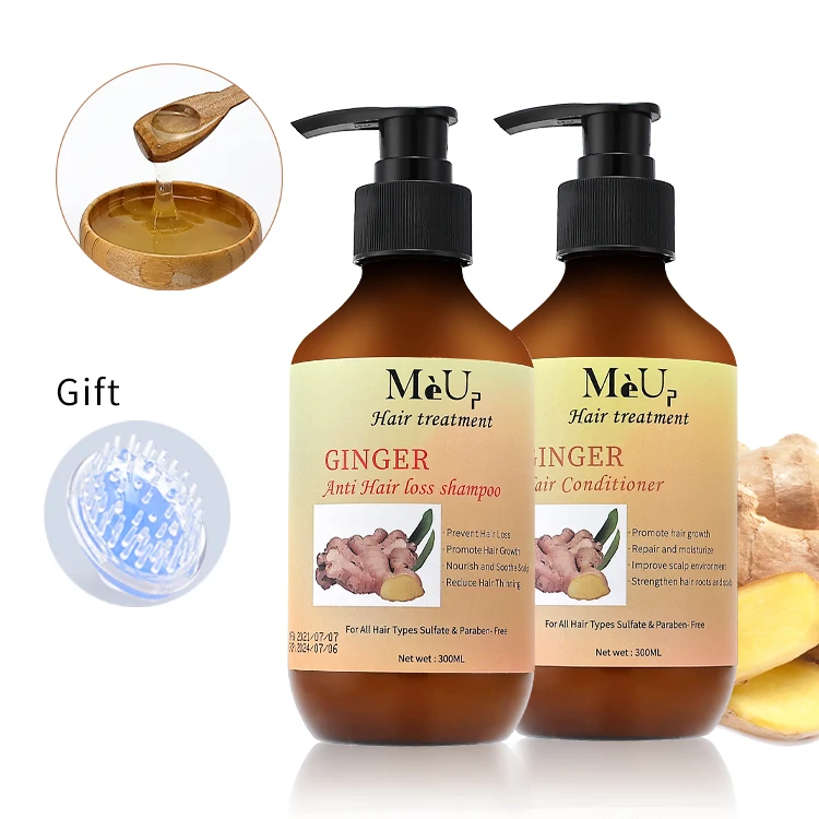 Фирменная индивидуальная натуральная продукция против сухого роста, уход за волосами, лечение против выпадения, органический имбирный шампунь и набор кондиционеров