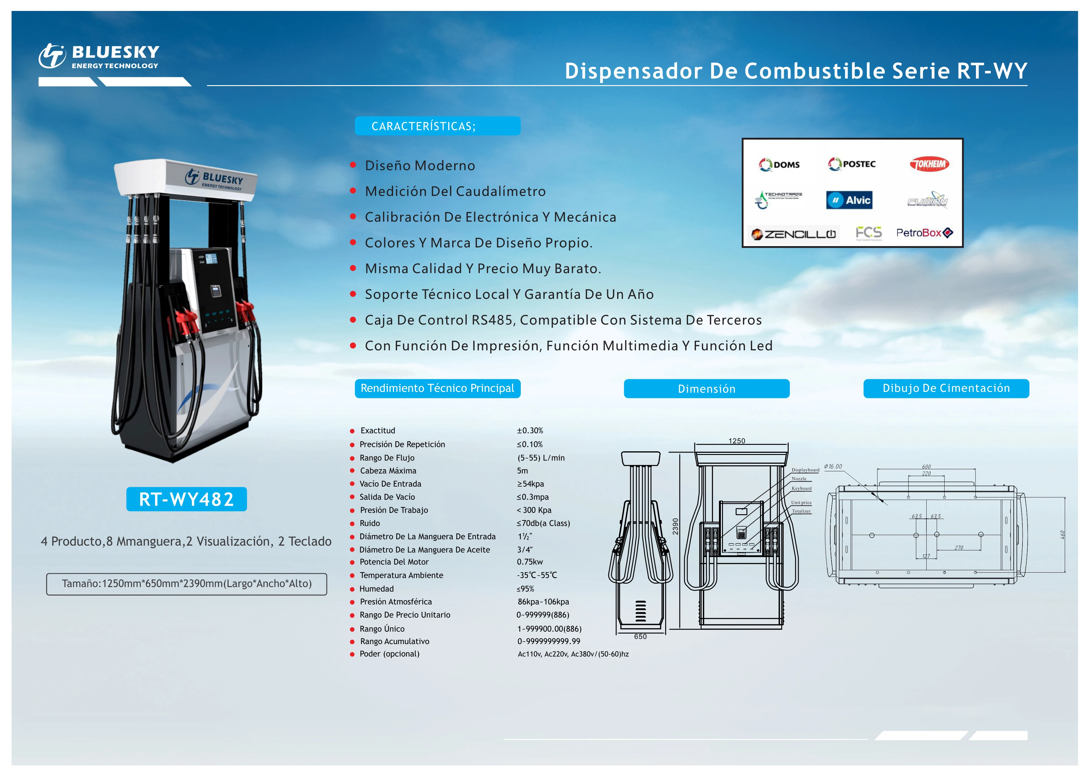 Bluesky surtidor de combustible Single & Double Nozzle LCD Display Electronic Calibration Automatic Fuel Dispenser