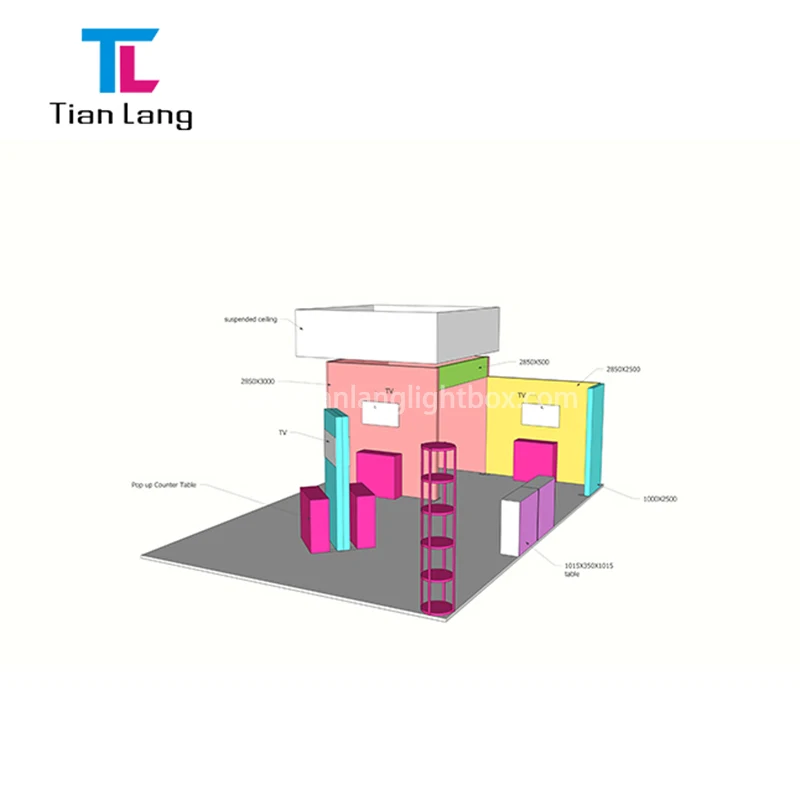 Modular Trade Show For car Accord Modification Education Aluminum Profile Exhibition Fabric Display Custom Light Booth Light Box
