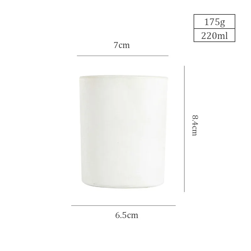Creative Design Hot Selling Factory Direct 175g 220ml Round Shape White Spraying Glass Candle Jar Holder with Bamboo Cap