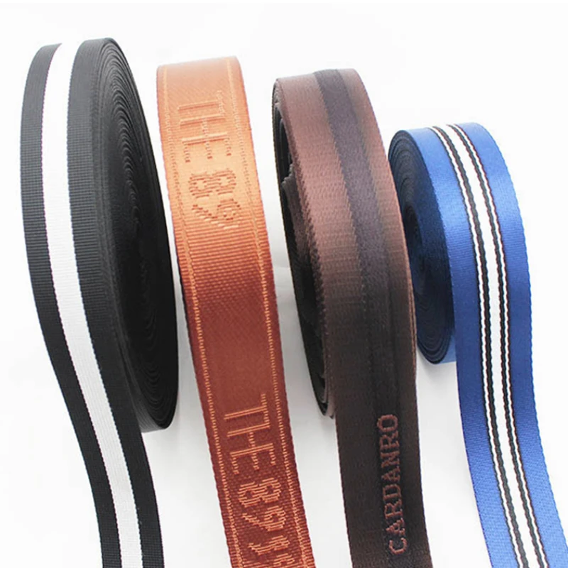 manufacturer custom logo 25mm 38mm 50mm decoration clothing nylon print jacquard polyester tape for garment safety belt webbing