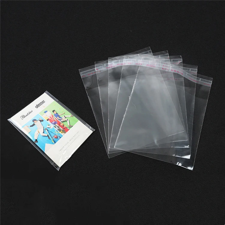 Custom Logo Resealable Glue Tape Different Size Clear BOPP Cello Cellophane Plastic Polyethylene Opp Self Adhesive Bag For Goods
