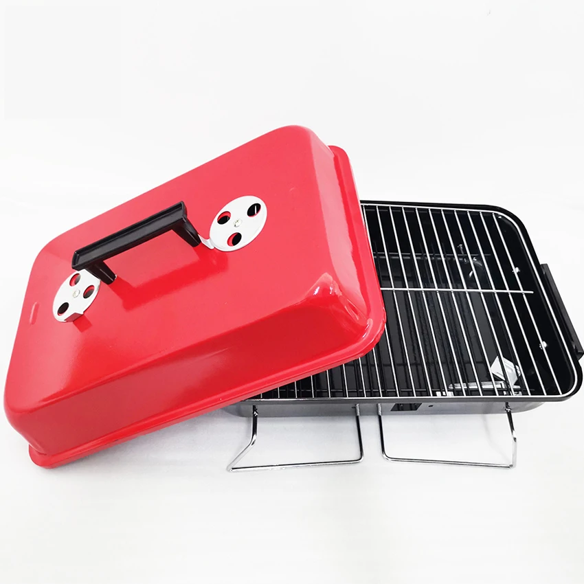 Hot sale mini Square hamburger barbeque camping charcoal bbq grill portable machine